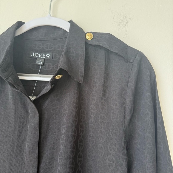 NWT J. Crew Drapey Jacquard-Print Shirt Black - Picture 4 of 8
